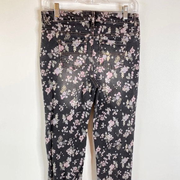 Epic Threads Girls Floral Skinny Jeans Sz 16 Gray Baby Pink Distressed Stretch - Picture 7 of 12